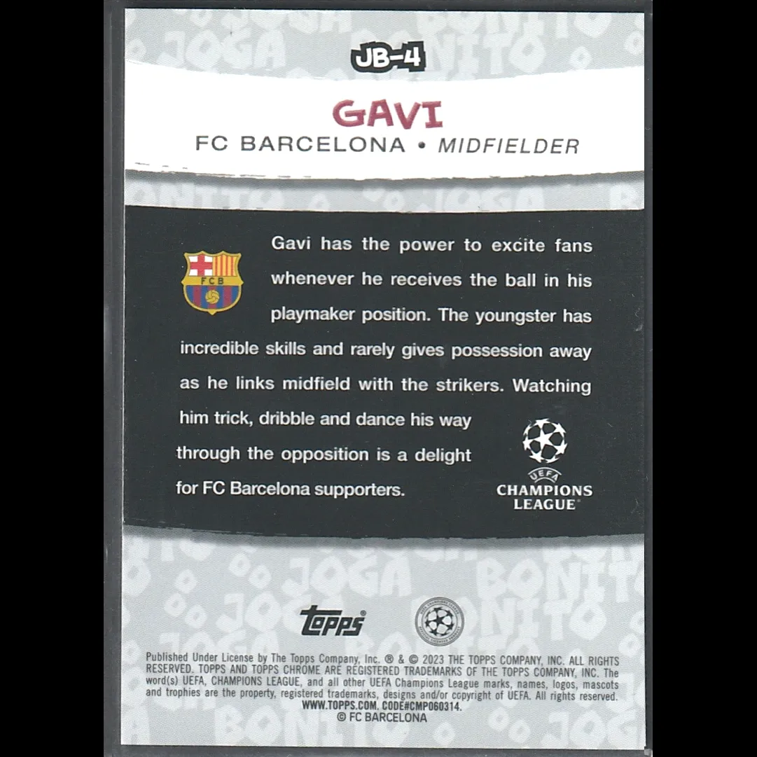 2022/23 Topps Chrome UEFA Club Competitions Gavi Joga Bonito #JB-4 – Image 2