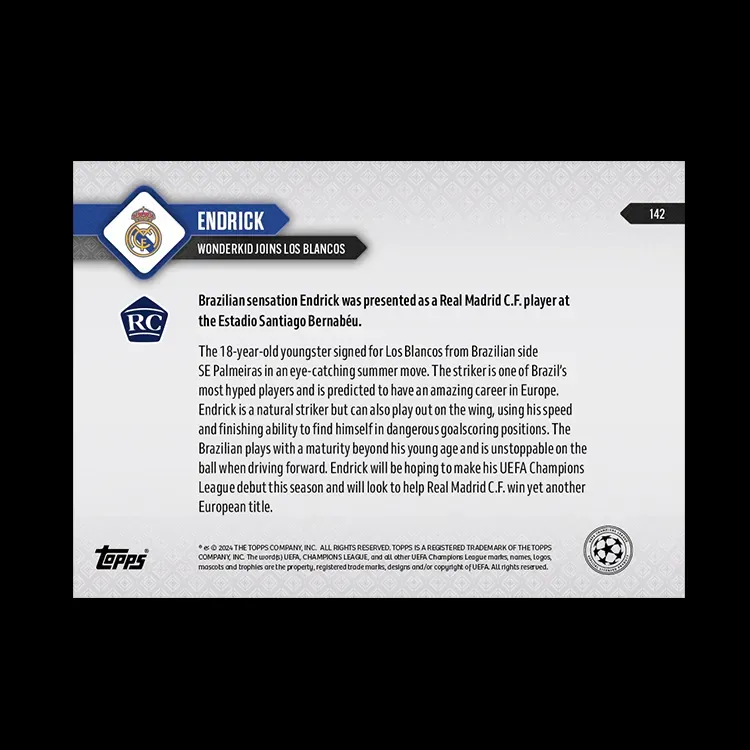 2024 Topps Now UEFA Champions League Endrick – Wonderkid joins Los Blancos – Image 2